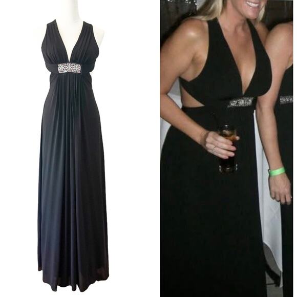 BCBGMaxAzria Dresses & Skirts - BCBGMaxAzria Lexie Beaded Jeweled Cocktail Maxi Long Dress Gown in Black XS